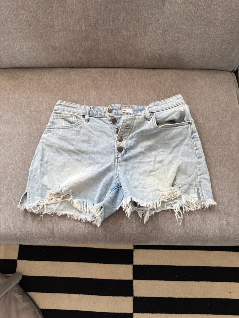 Joe's Jeans Light Blue Distressed Denim Button-Front Shorts